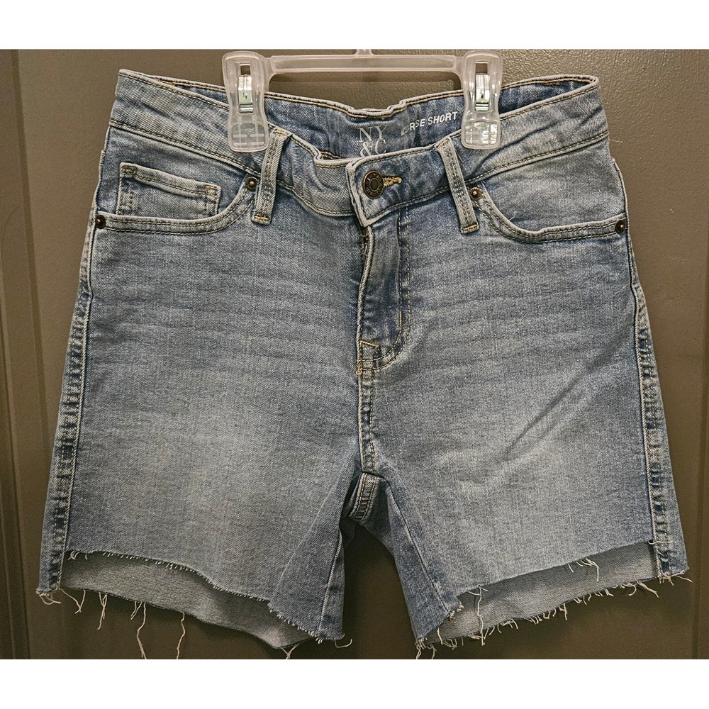 NY&C Mid-Rise Denim Shorts Raw Hem Casual‎ Blue Jean Shorts Size 2
